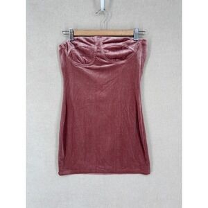 CIDER Dress Womens S Pink Velvet Strapless Party Mini Stretch New